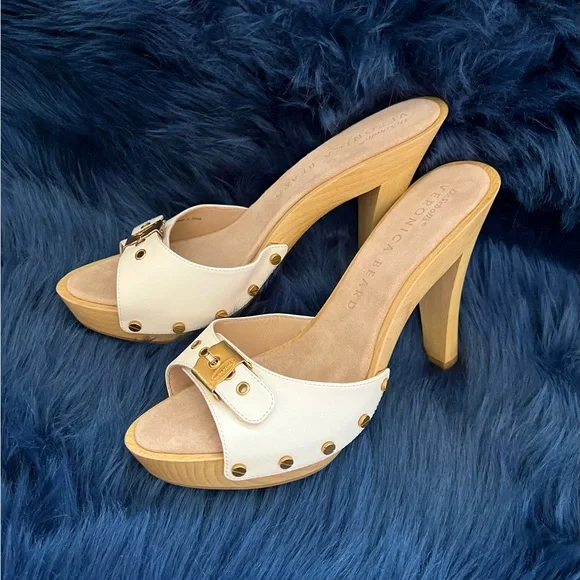 ❤️SOLD❤️ New! VERONICA BEARD x DR. SCHOLL'S Lolli Leather Platform Clogs Sandals - Picture 10 of 16